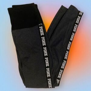 Pink by VS Dk Grey High Waist Yoga Pants, Legging Logo Stripe -  Size XS/XP